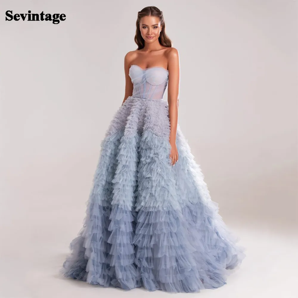 Sevintage Blue Prom Dresses